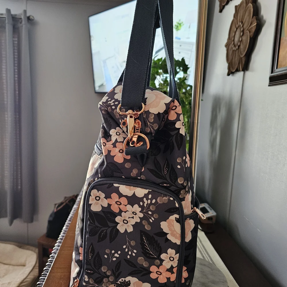 Sarah Wells Floral Breast Pump,Bag For Mothers Who Are Breast Feed Navy and Pink